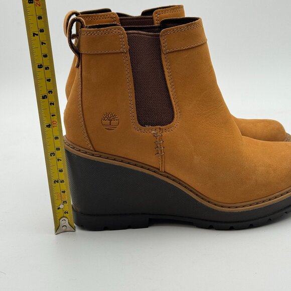 Timberland Kellis Chelsea Boot Wheat Nobuck Suede Leather Wedge Heel Booties 6.5 - Picture 9 of 9
